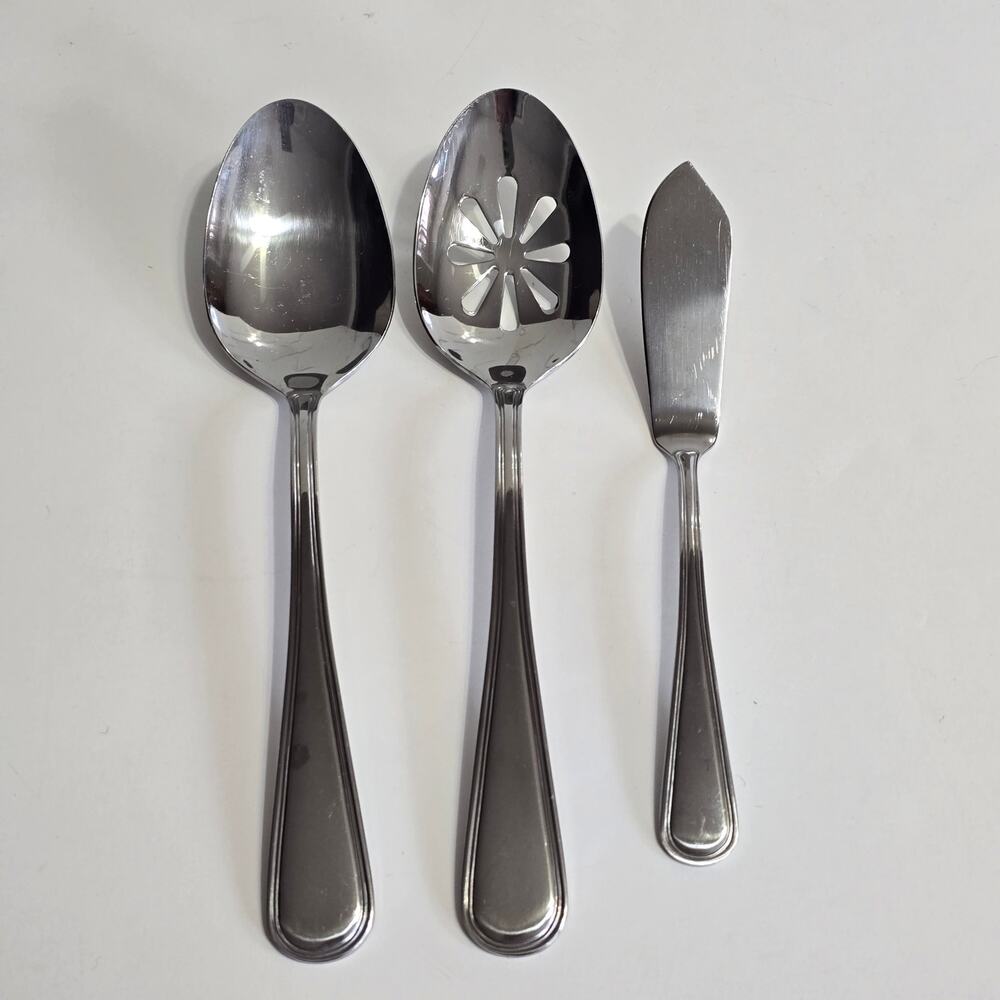 TOWLE Stainless Flatware 3 Piece Serving STRATFORD Spoons Butter Knife